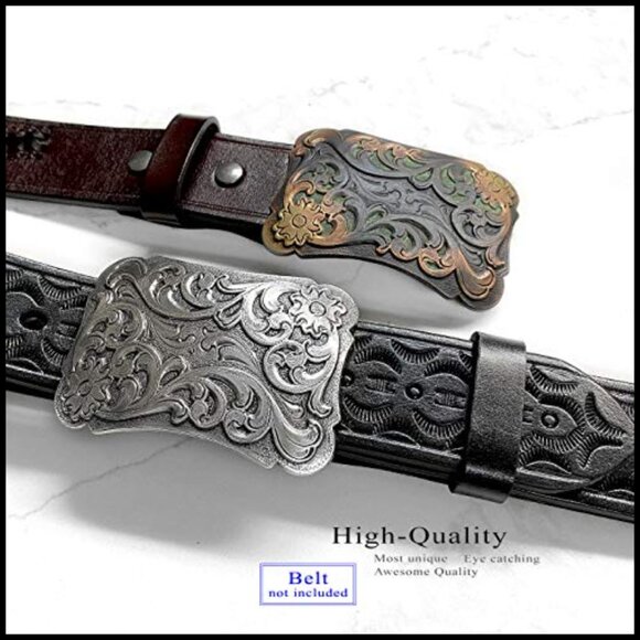 Zinc Western Floral Scroll Belt Buckle Fits 1-1/2\